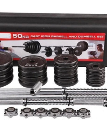 York Cast Iron Plate Barbell/Dumbell Set - 50kg